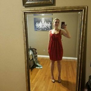 BCBG red satin dress with pockets xs empire waist